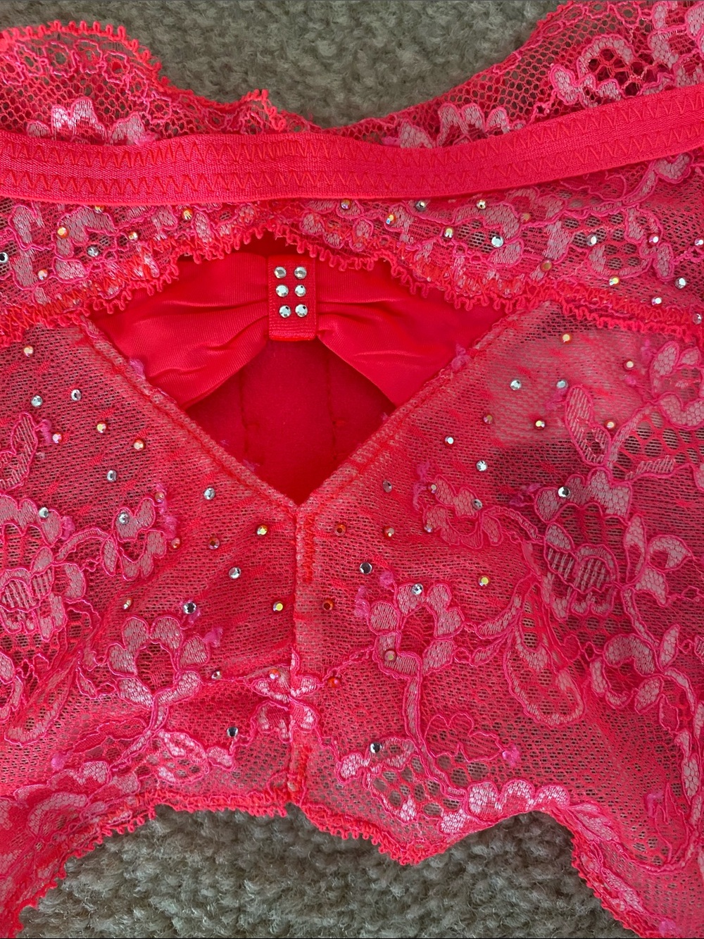 Victoria’s Secret size medium hot pink lace trimmed garter - Picture 2 of 8